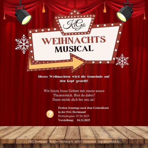 Flyer Weihnachtsmusical FeG Dortmund 2025 Quadrat