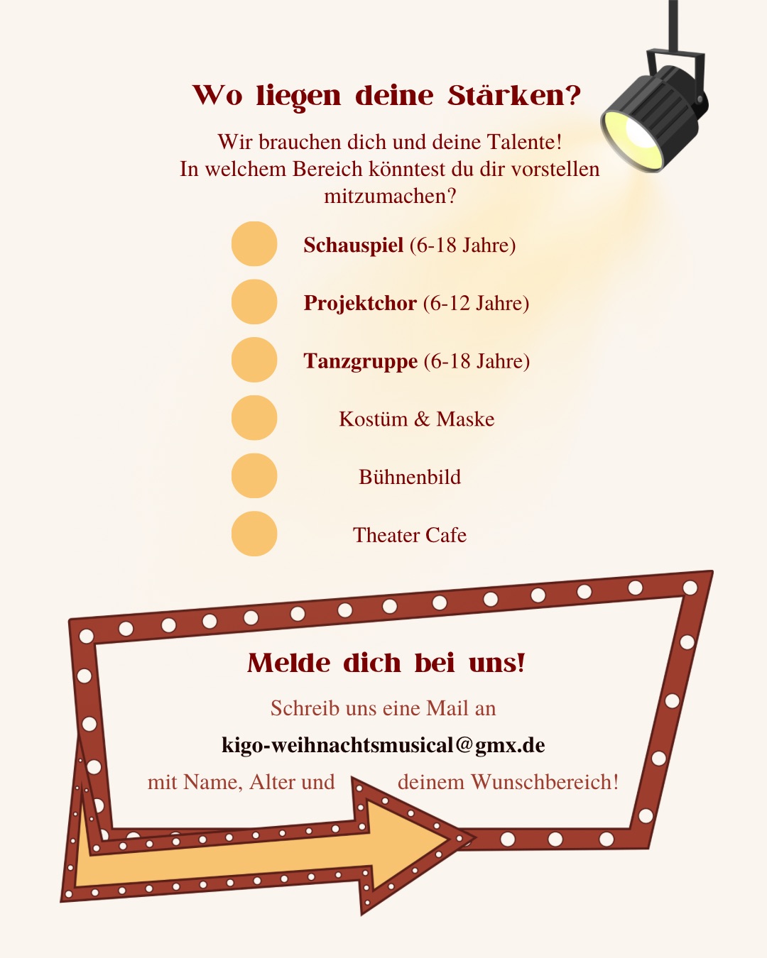 Hier sieht man die Rückseite des Flyers für das Weihnachtsmusical der FeG Dortmund.